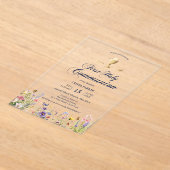 Lente Bloemen Eerste Communie Elegante Uitnodiging (Laagn)