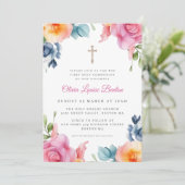 Lente Bloemen Eerste Heilige Communie Kaart (Staand voorkant)