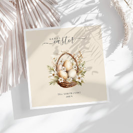 Lente Bloemen Eieren Pastel Gelukkig Pasen Servet