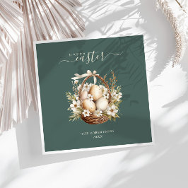 Lente Bloemen Eieren Salie Groen Gelukkig Pasen Servet