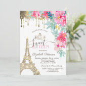 Lente Bloemen Eiffeltoren Goud Drips Zoet 16 Kaart (Staand voorkant)