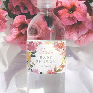Lente Bloemen Elegant Meisje Baby Shower Waterfles Etiket