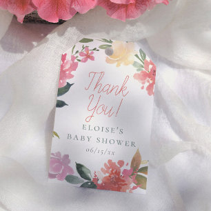Lente Bloemen Elegante & Eenvoudige Meisje Baby Sh Cadeaulabel