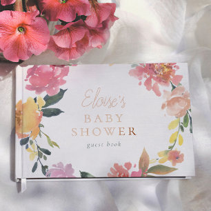 Lente Bloemen Elegante & Eenvoudige Meisje Baby Sh Gastenboek