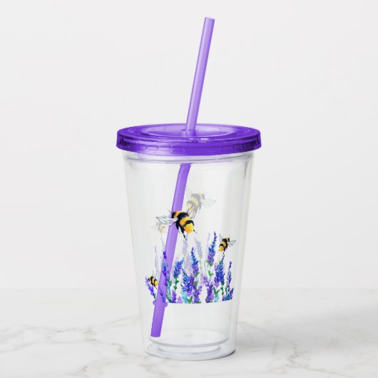 Lente Bloemen en Bijen Acryl Tumbler Acryl Drinkbeker (Achterkant)