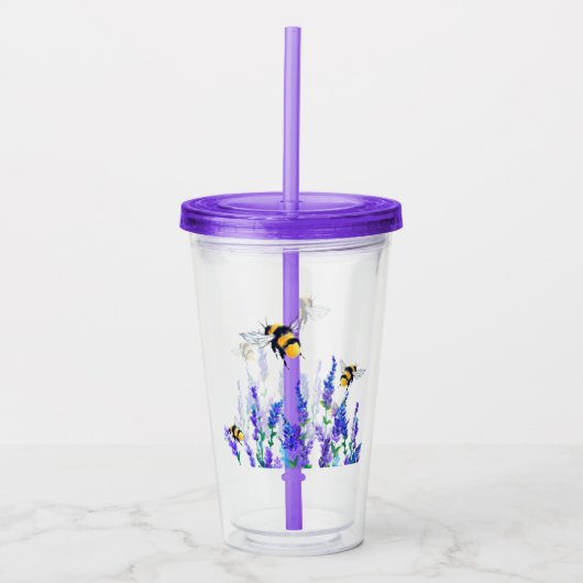 Lente Bloemen en Bijen Acryl Tumbler Acryl Drinkbeker (Voorkant)