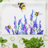 Lente Bloemen en Bijen Keukenhanddoek (Gevouwen)
