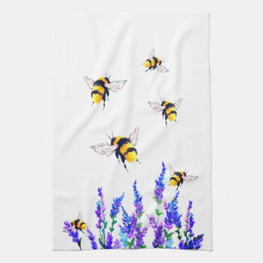 Lente Bloemen en Bijen Keukenhanddoek (Verticaal)