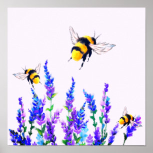 Lente Bloemen en Bijen Poster Schilderen