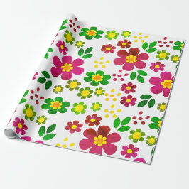 Lente bloemen en bladeren patroon cadeaupapier