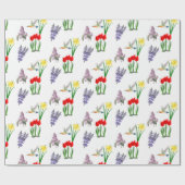 Lente Bloemen en Kolibrie  Cadeaupapier (Vlak)