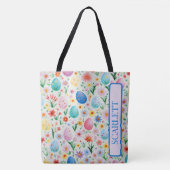 Lente Bloemen en Pasen Eieren Persoonlijk Tote Bag (Voorkant)