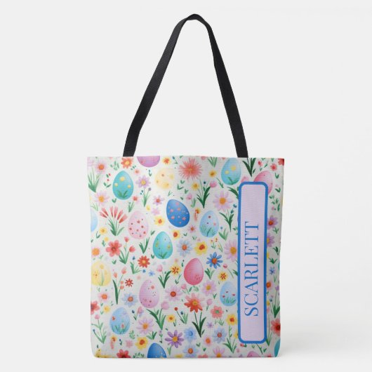 Lente Bloemen en Pasen Eieren Persoonlijk Tote Bag (Voorkant)