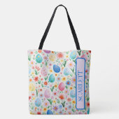 Lente Bloemen en Pasen Eieren Persoonlijk Tote Bag (Achterkant)