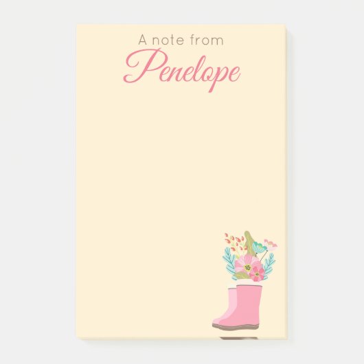 Lente Bloemen en Regenlaarzen Post-it® Notes (Voorkant)