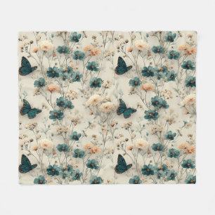 Lente bloemen en vlinders uit het verleden fleece deken