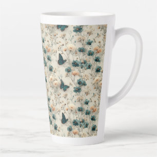 Lente bloemen en vlinders uit het verleden latte mok