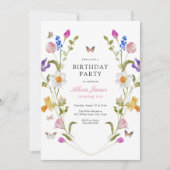 Lente Bloemen en Vlinders Verjaardag Kaart (Voorkant)