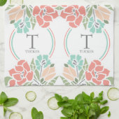 Lente Bloemen Familie Monogram Keuken Theedoek (Gevouwen)
