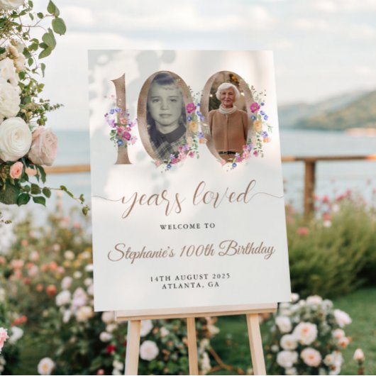 Lente Bloemen Foto 100ste Verjaardag Welkom Perfect Poster