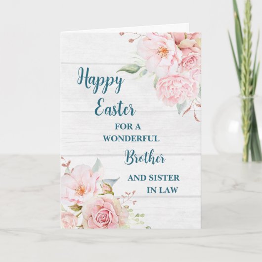 Lente Bloemen Gelukkig Pasen Broer Zus in de wet Feestdagen Kaart (Voorkant)