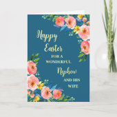 Lente Bloemen Gelukkig Pasen Nephew en zijn vrouw Feestdagen Kaart (Voorkant)