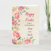Lente Bloemen Gelukkig Pasen Tante en Oom Feestdagen Kaart (Voorkant)