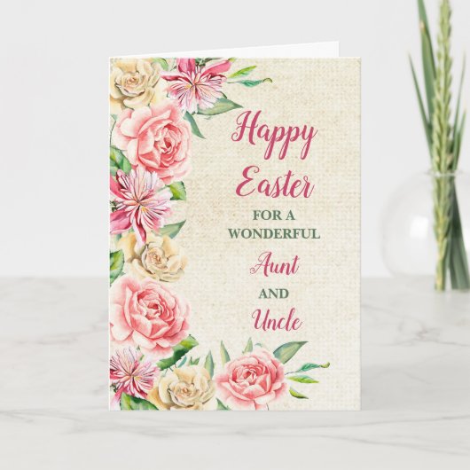 Lente Bloemen Gelukkig Pasen Tante en Oom Feestdagen Kaart (Voorkant)