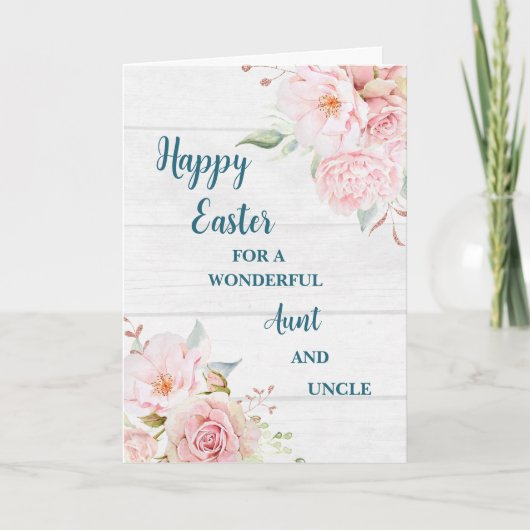 Lente Bloemen Gelukkig Pasen Tante en Oom Feestdagen Kaart (Voorkant)