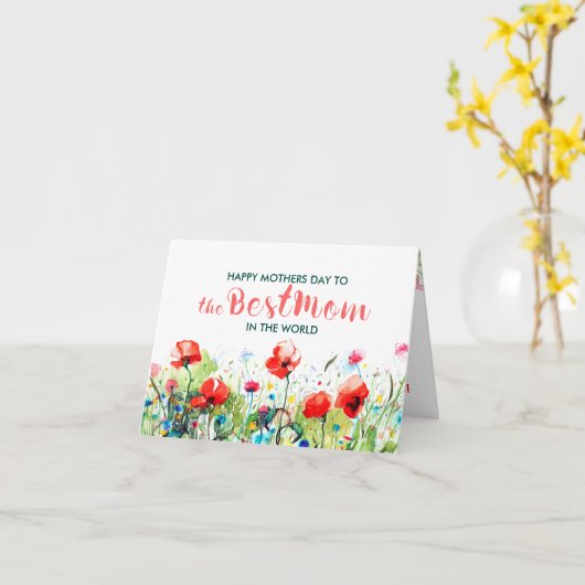 Lente bloemen Gelukkige Moederdag Beste moeders Te Kaart (Gele Bloem)