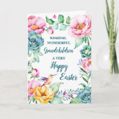 Lente Bloemen Gelukkige Paaskleinkinderen Feestdagen Kaart (Voorkant)