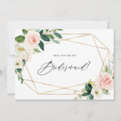 Lente bloemen Geometric zal je mijn Bridesmaid zij Kaart (Voorkant)