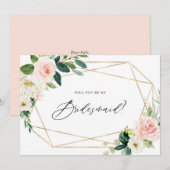 Lente bloemen Geometric zal je mijn Bridesmaid zij Kaart (Voorkant / Achterkant)