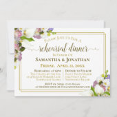 Lente Bloemen Goud Bruiloft Repetitie & Diner Kaart (Voorkant)