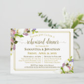 Lente Bloemen Goud Bruiloft Repetitie & Diner Kaart (Staand voorkant)