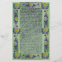 Lente Bloemen Groen Denim Papier