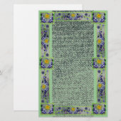 Lente Bloemen Groen Denim Papier (Voorkant / Achterkant)