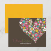 Lente Bloemen Hart Liefde Bruidscadeau Trouwen Bedankkaart (Voorkant / Achterkant)