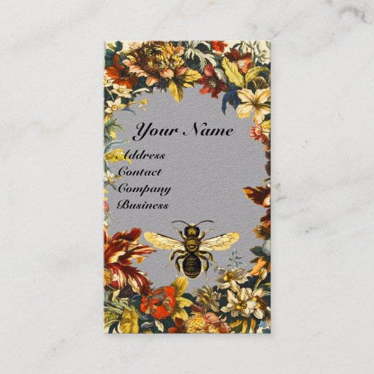 LENTE BLOEMEN HONING BIJENTEELT WAX SEAL Grijs Visitekaartje (Voorkant)