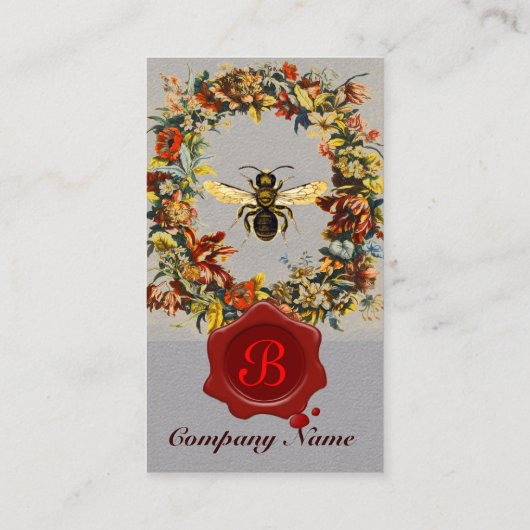 LENTE BLOEMEN HONING BIJENTEELT WAX SEAL Grijs Visitekaartje (Achterkant)
