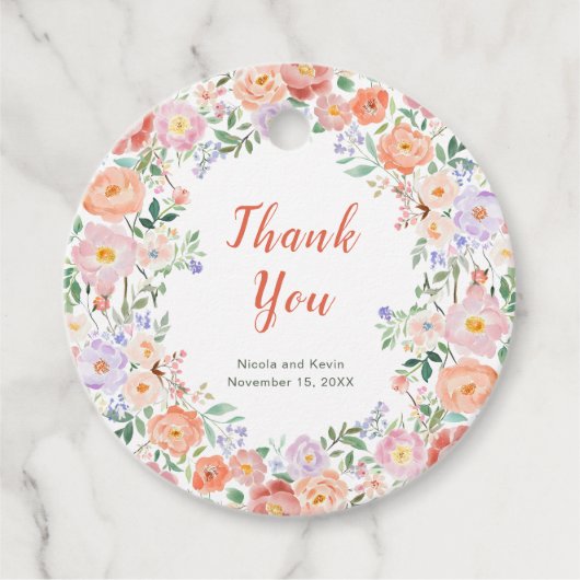 Lente Bloemen Huwelijk Bedankjes Labels (Voorkant)