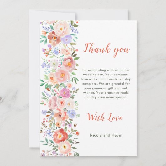 Lente Bloemen Huwelijk Bedankkaart (Voorkant)