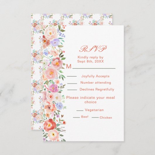 Lente Bloemen Huwelijk RSVP (Voorkant / Achterkant)