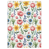 Lente Bloemen in Blauw Roze en Geel Klembord (Achterkant)