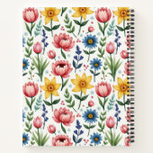 Lente Bloemen in Blauw Roze en Geel Notitieboek (Achterkant)