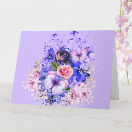 Lente Bloemen in Bloei met Vlinders Kaart