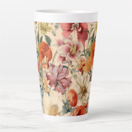 Lente Bloemen In Bloei Met Vlinders Latte Mok