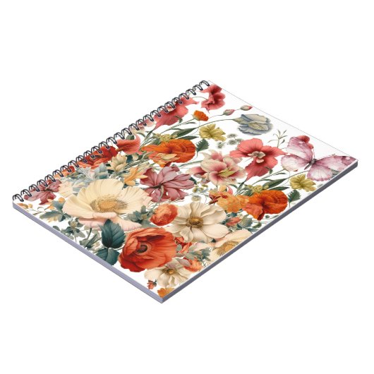 Lente Bloemen In Bloei Met Vlinders Notitieboek (Linkerzijde)