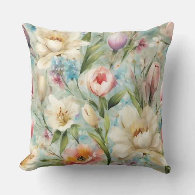 Lente Bloemen in de stijl van het impressionisme Buitenkussen (Voorkant)