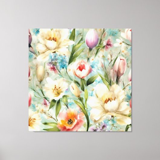 Lente Bloemen in de stijl van het impressionisme Canvas Afdruk (Voorkant)